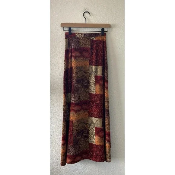 Vintage 90's Skirt Size 4 (XS) Red Multicolor Animal Print Long Artsy Retro Boho - Picture 9 of 16